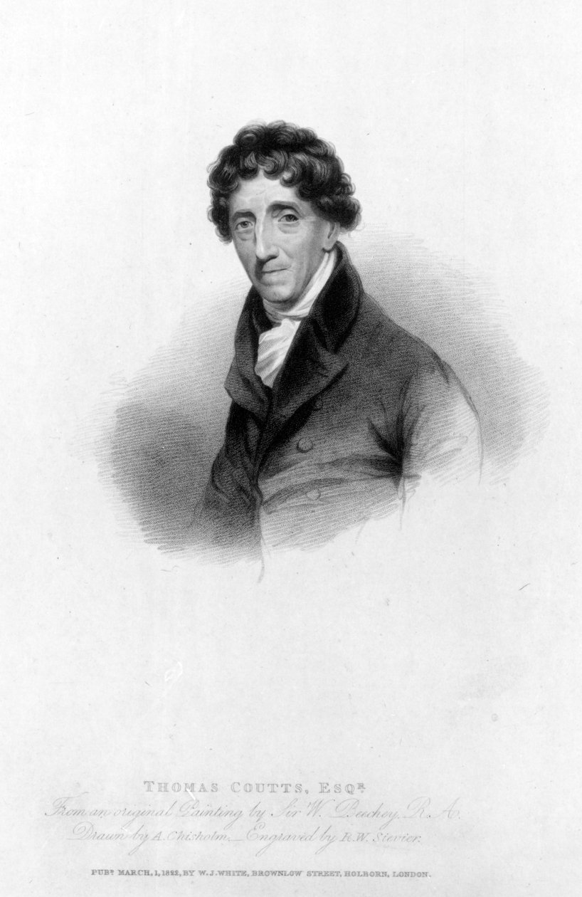 Thomas Coutts, Esq. tegnet af A. Chisholm og graveret af R.W. Sievier, 1822 af William Beechey