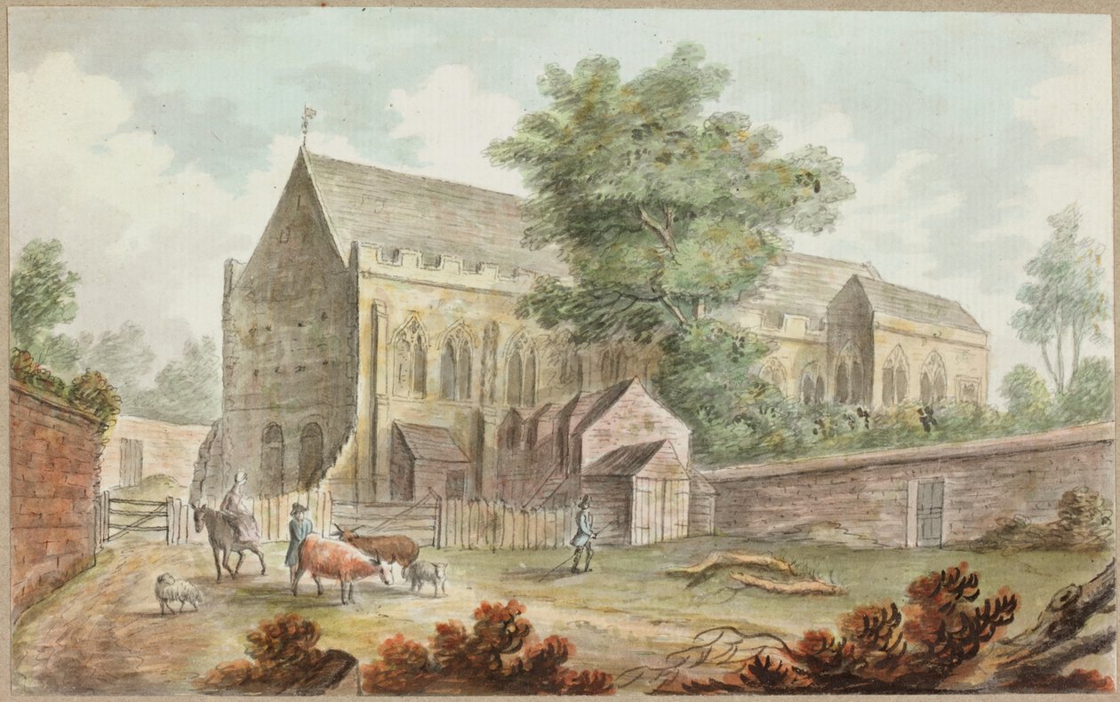 Country Church (blyant og akvarel på papir) af William Beilby