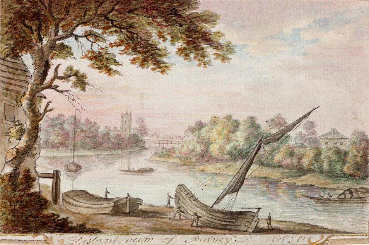 Distant View of Putney (blyant og akvarel på papir) af William Beilby