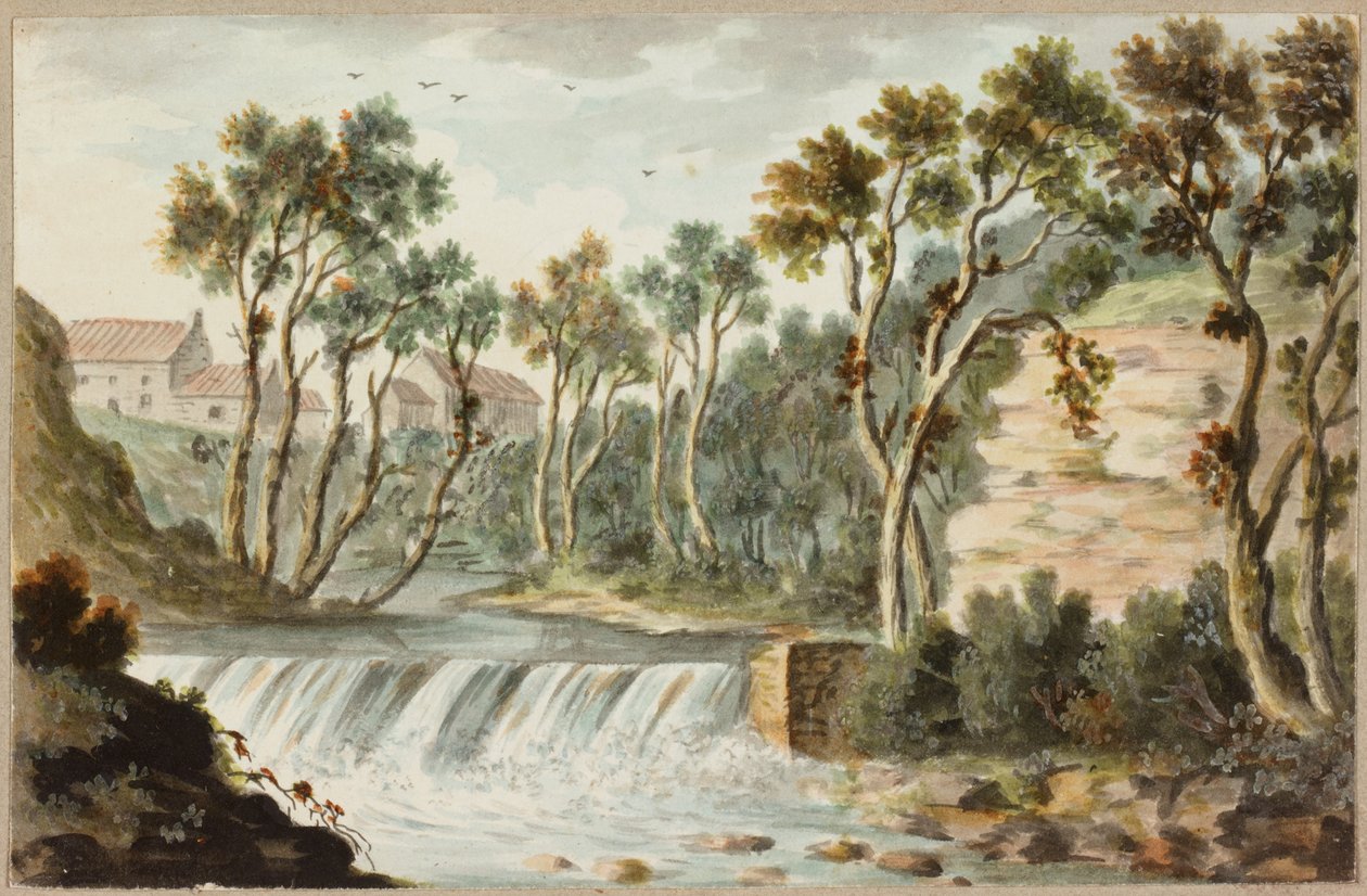 Northumberland Scene (blyant og akvarel på papir) af William Beilby
