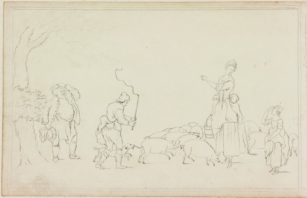 Scene med Pig Drover (blæk på papir (på papir med M756)) af William Beilby