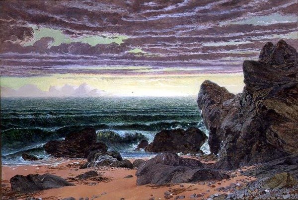 Solnedgang over havet (par 46429) af William Bell Scott