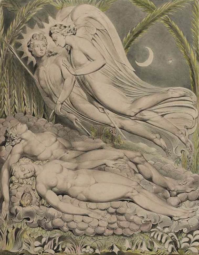 Adam og Eva sover af William Blake