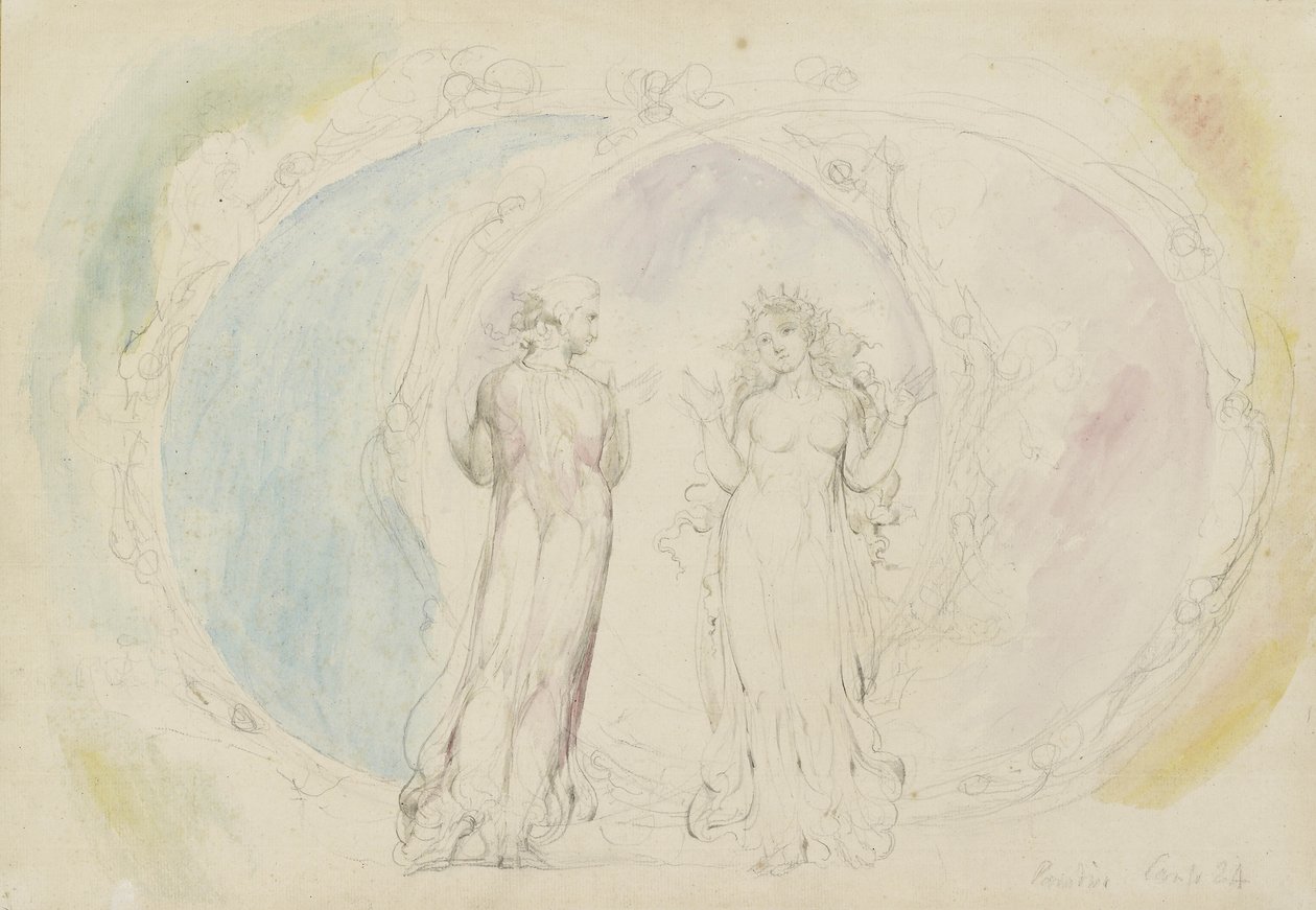 Beatrice og Dante i Tvillingerne, midt i Spheres of Flame, illustration til 