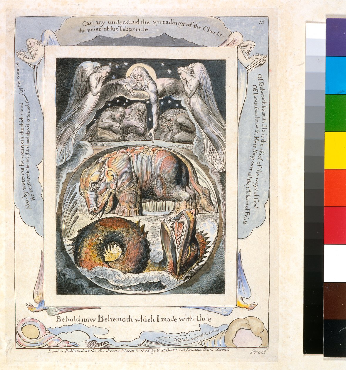 Behemoth og Leviathan fra Jobs Bog (pl.15), ca. 1793 (håndfarvet streggravering) af William Blake