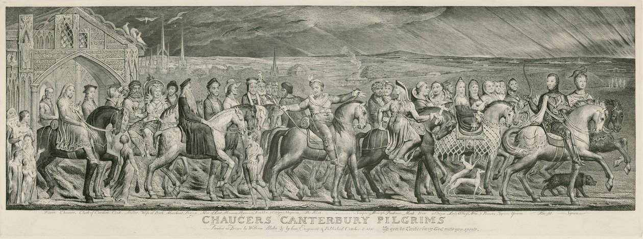 Blake Canterbury pilgrimme gravering af William Blake