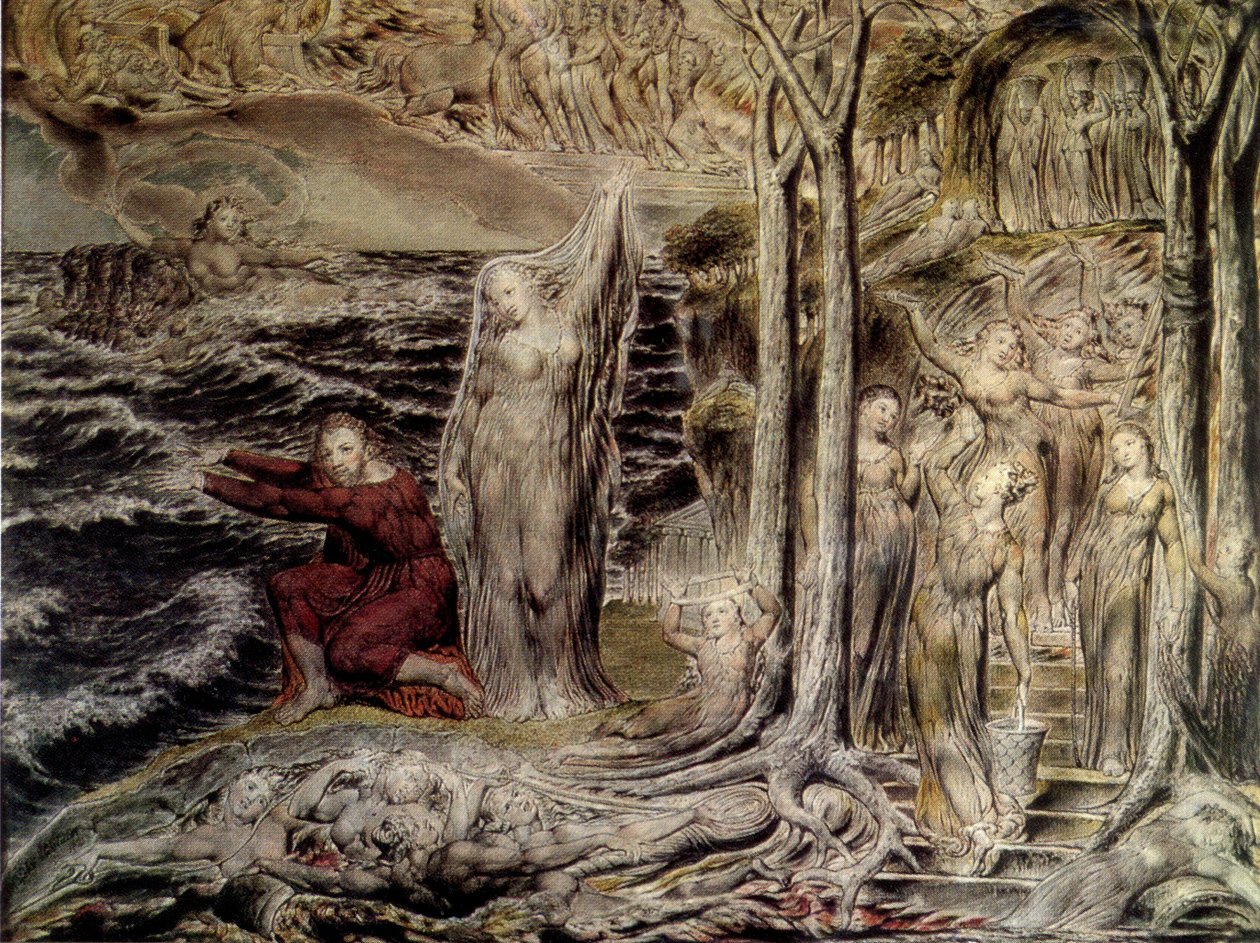 Blakes hule med nymferne Tempera Arlington Court Devon af William Blake