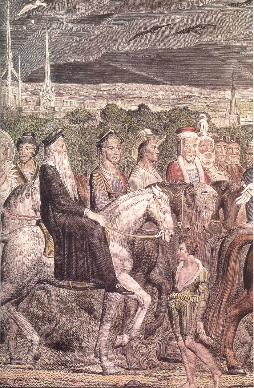 Blake-Cant-pilgrimme-detaljer-a Farvet gravering af William Blake