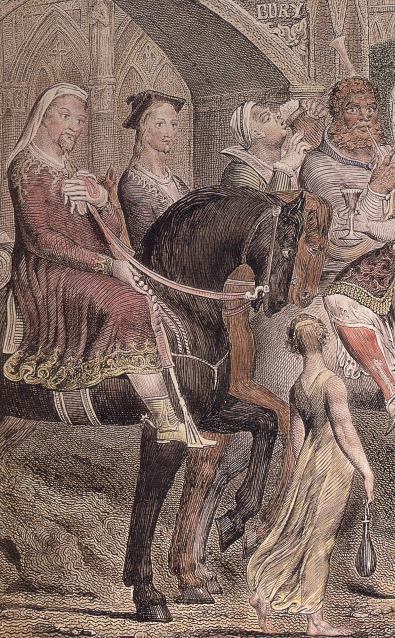 Blake-Cant-pilgrimme-detalje-b1 Farvet gravering, 2. stat (1810) af William Blake