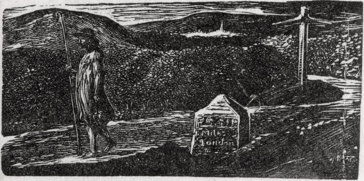 Colinets ønske om at lære fremmede lande at kende, illustration fra Dr. Thortons "The Pastorals of Virgil af William Blake