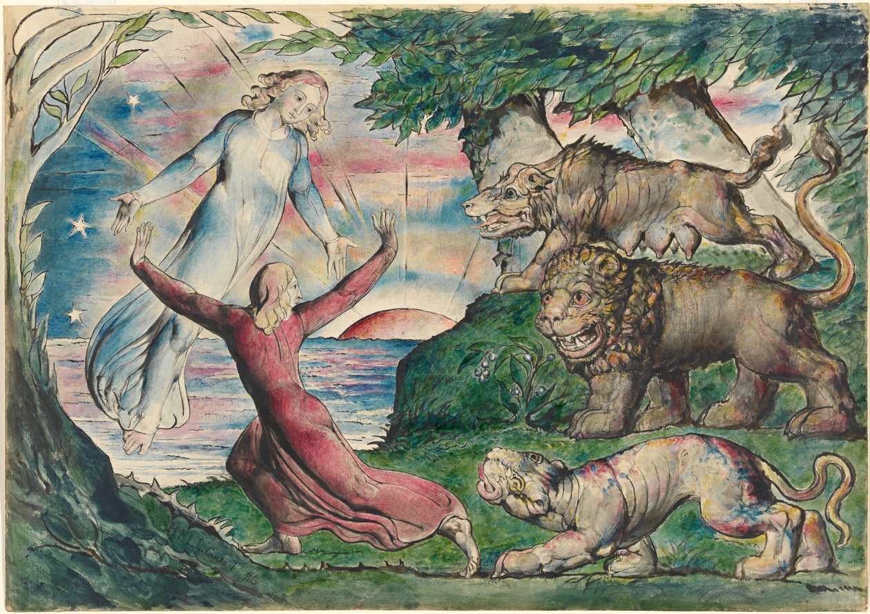 Dante løb fra de tre dyr af William Blake