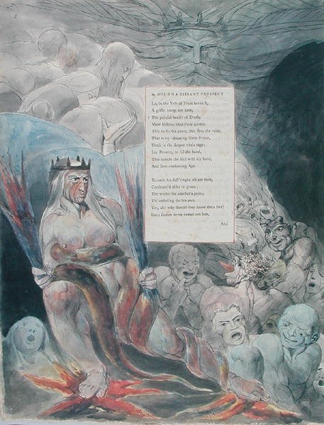 Design 20 for Ode on a Distant Prospect of Eton College fra The Poems of Thomas Gray, udgivet 177-98 (wc med pen og blæk på papir) af William Blake