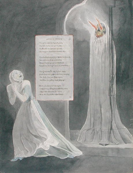 Design 31 for A Long Story in The Poems of Thomas Gray, udgivet 1797-98 (wc med pen og blæk på papir) af William Blake