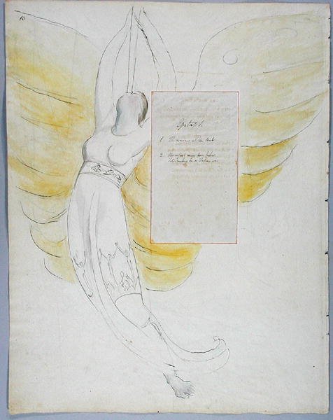 Epitafium over Mrs. Clarke, design 102 fra The Poems of Thomas Gray, 1797-98 (wc med pen og blæk på papir) af William Blake