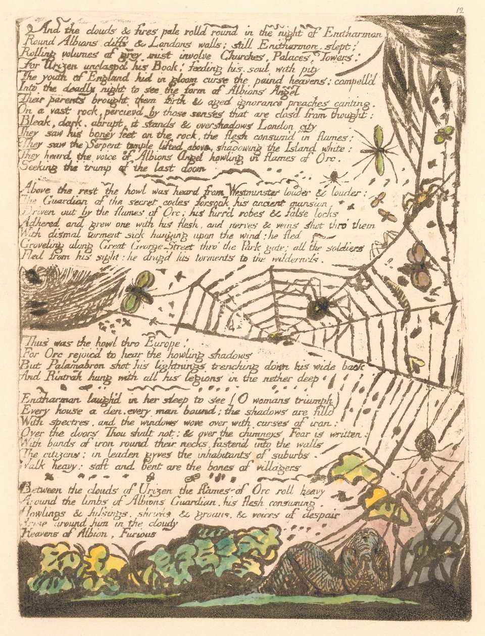 Europa. En profeti, plade 14, og skyerne og brande. . . . (Bentley 15) af William Blake