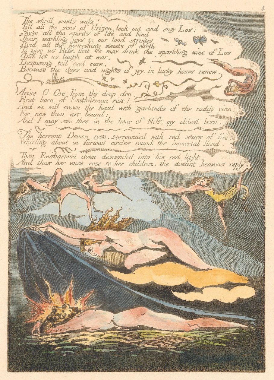 Europa. En profeti, plade 6, De skingrende vinde vågner. . . . (Bentley 7) af William Blake