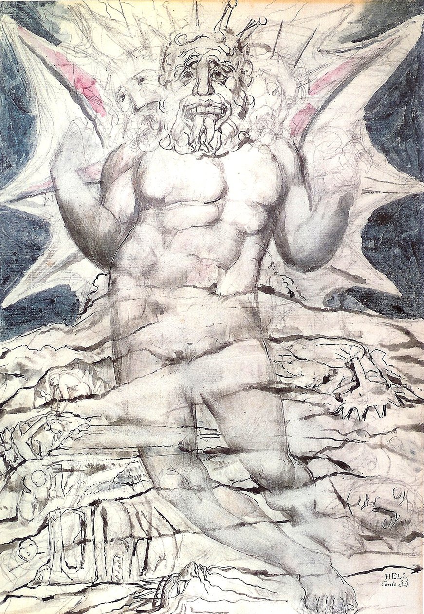 Helvede, canto 34: Lucifer af William Blake