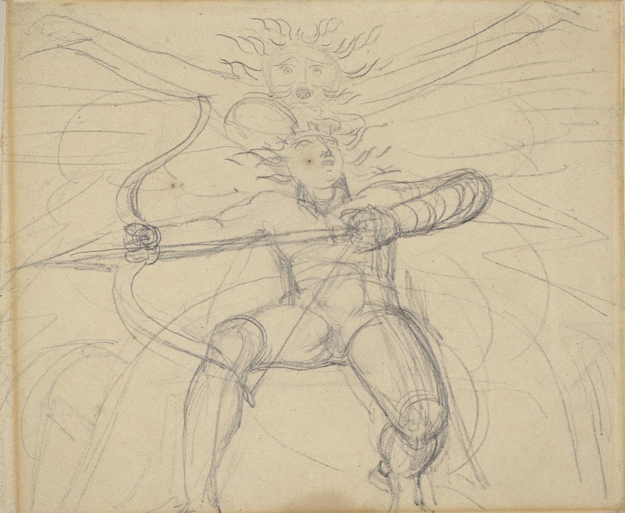 Hyperion, fra en undersøgelse for grå digte, side 46 (grafit på papir) af William Blake
