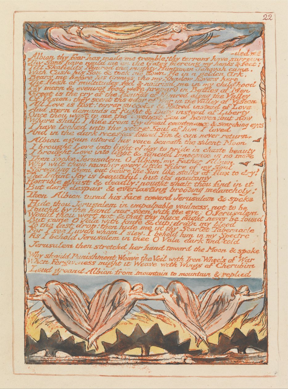 Jerusalem, plade 22, Albion din frygt har fået mig til at skælve .... af William Blake