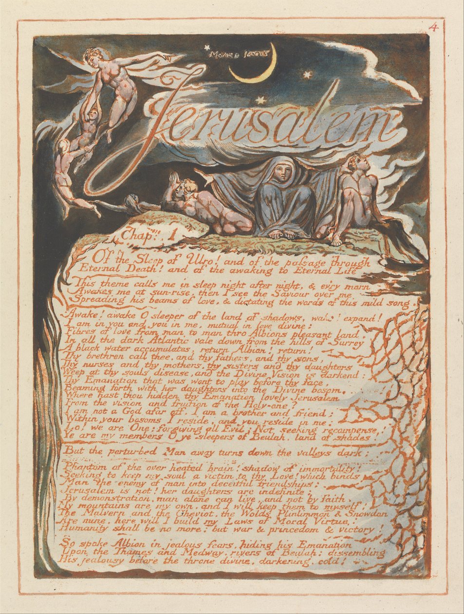 Jerusalem, plade 4, Jerusalem, kap. 1 .... af William Blake