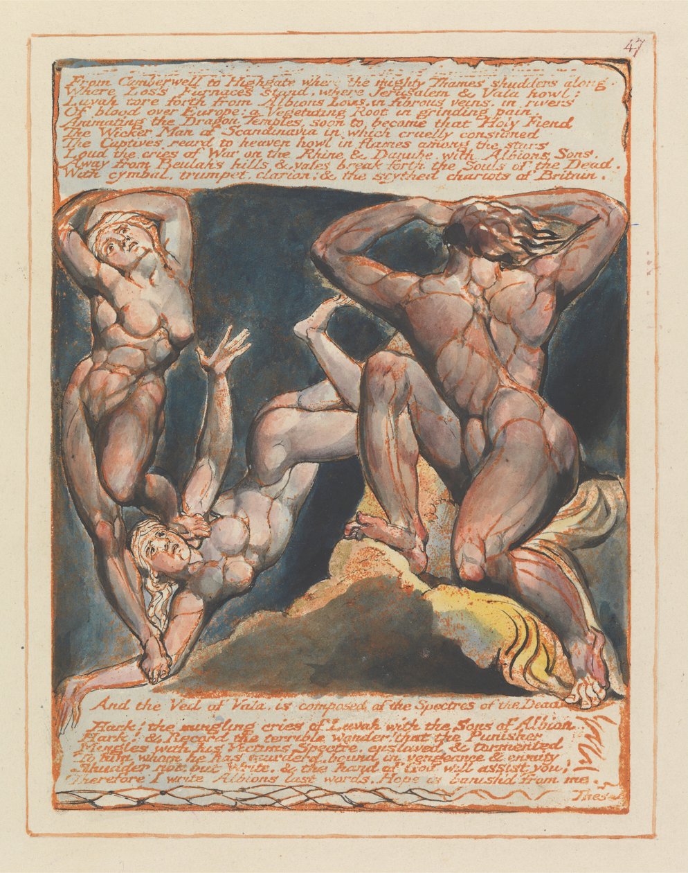 Jerusalem, plade 47, fra Camberwell til Highgate .... af William Blake