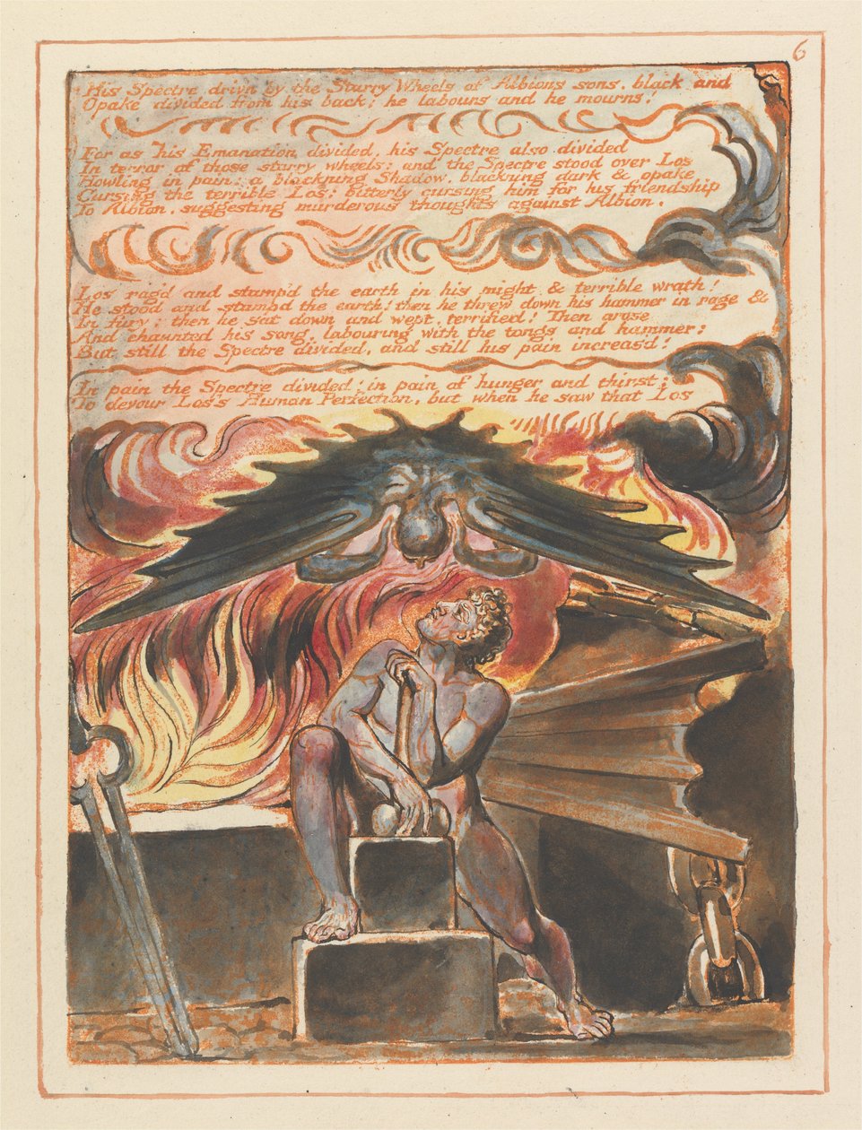 Jerusalem, Plate 6, His Spectre drivn .... af William Blake