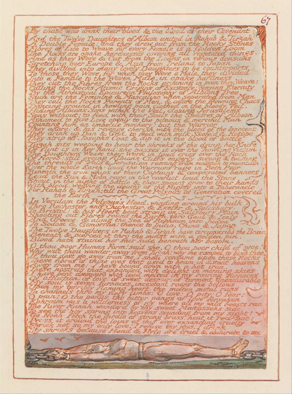 Jerusalem, plade 67, af dem, der drikker deres blod .... af William Blake