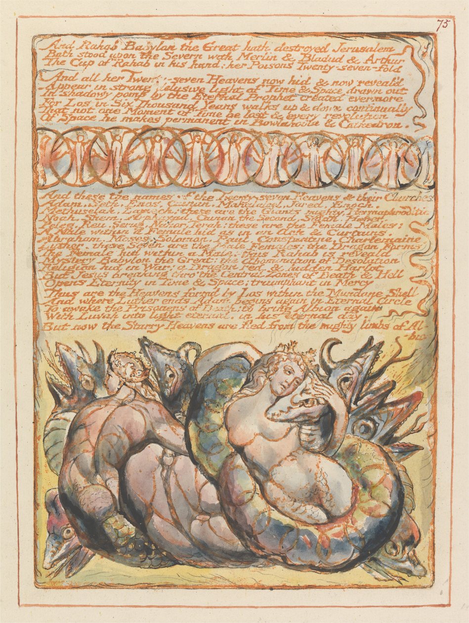 Jerusalem, plade 75 og Rahab Babylon den Store .... af William Blake