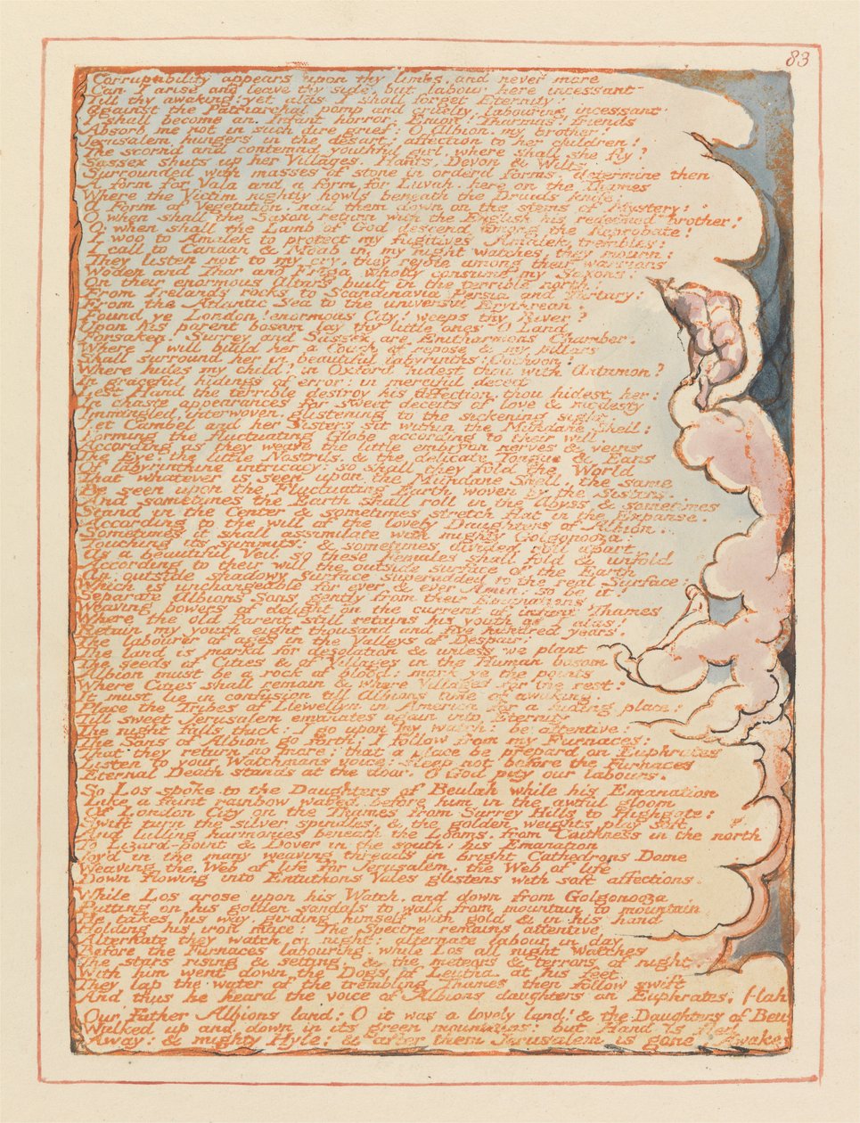 Jerusalem, Tallerken 83, Forkrænkelighed vises på dine lemmer.... af William Blake
