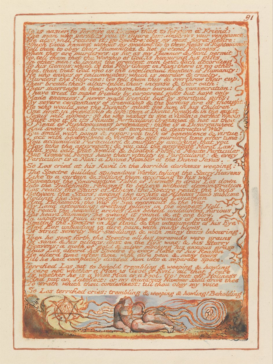Jerusalem, plade 91, Det er lettere at tilgive en fjende .... af William Blake