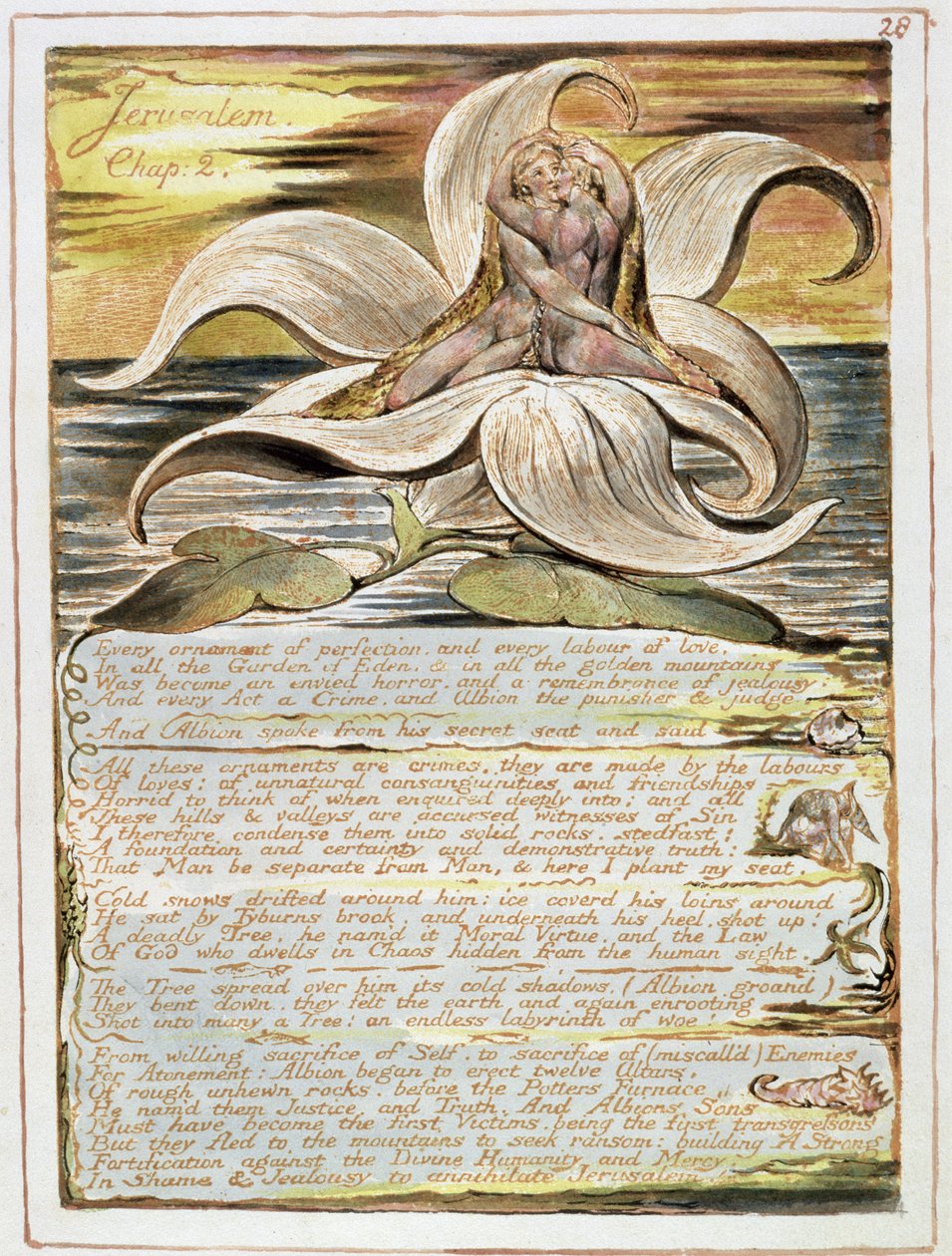 Jerusalem, planche 28 fra kapitel 2 (reliefætsning med pen og wc) af William Blake