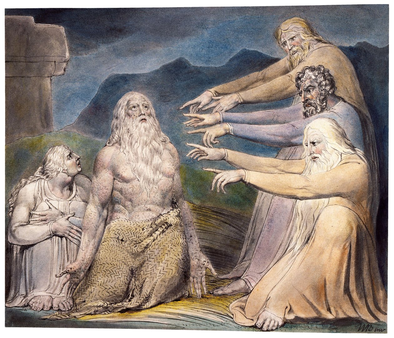 Job irettesatte af sine venner af William Blake