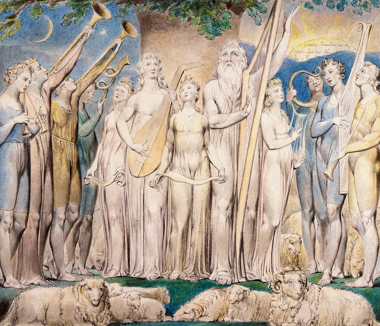 Job og hans familie genoprettet velstand af William Blake