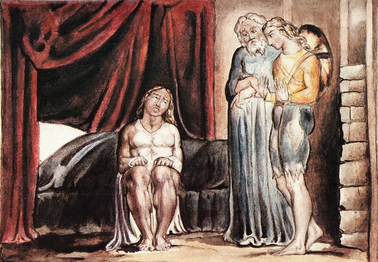 John Bunyan Plate 13 Manden der drømte om dommens dag af William Blake
