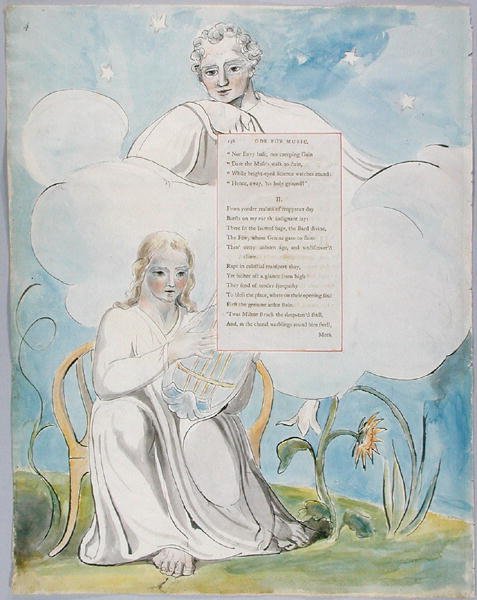 Ode for Music, design 96 fra The Poems of Thomas Gray, 1797-98 (wc med pen og blæk på papir) af William Blake