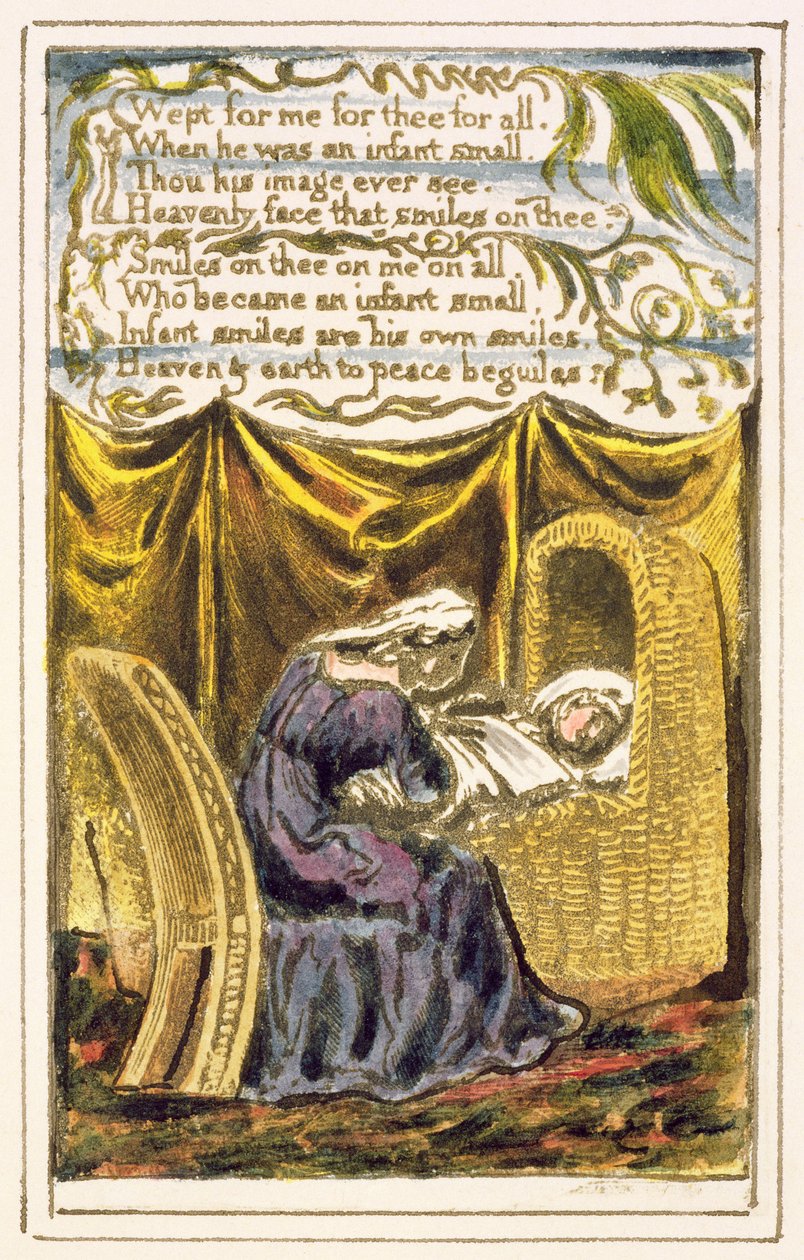 S.124-1950.pt16 A Cradle Song (fortsat): plade 16 fra Songs of Innocence and of Experience (kopi R) c.1802-08 (ætsning, blæk og wc) af William Blake