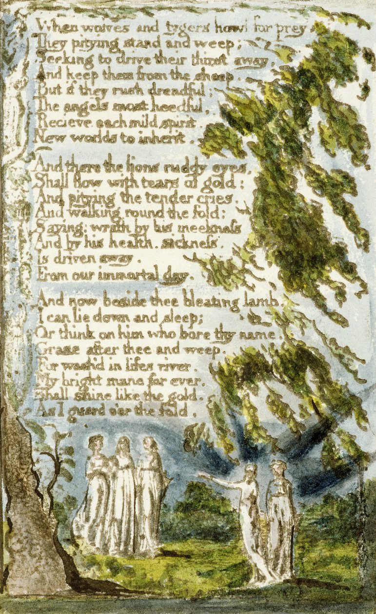 S.124-1950.pt20 Nat (fortsat): plade 20 fra Songs of Innocence and of Experience (kopi R) c.1802-08 (ætsning, blæk og wc) af William Blake