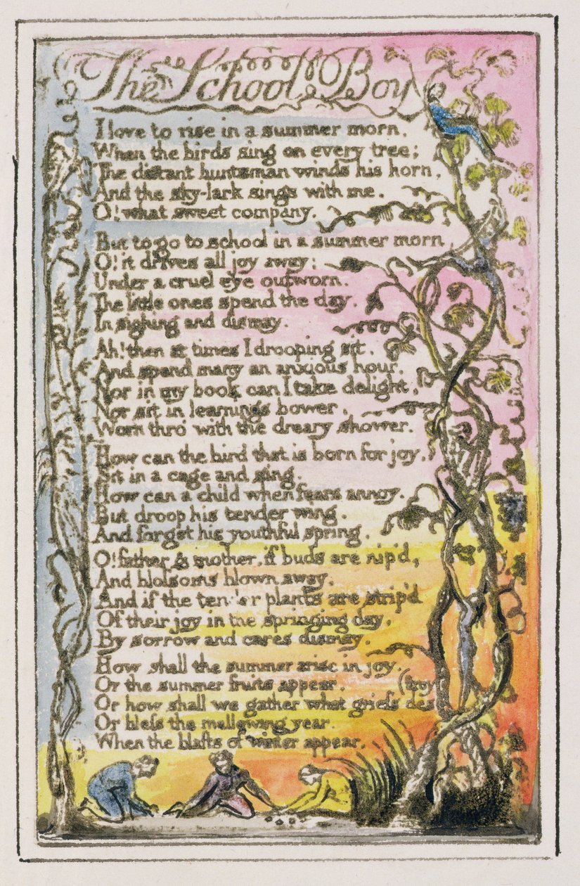 S.124-1950.pt21 Skoledrengen: plade 21 fra Songs of Innocence and of Experience (kopi R) c.1802-08 (ætsning, blæk og wc) af William Blake