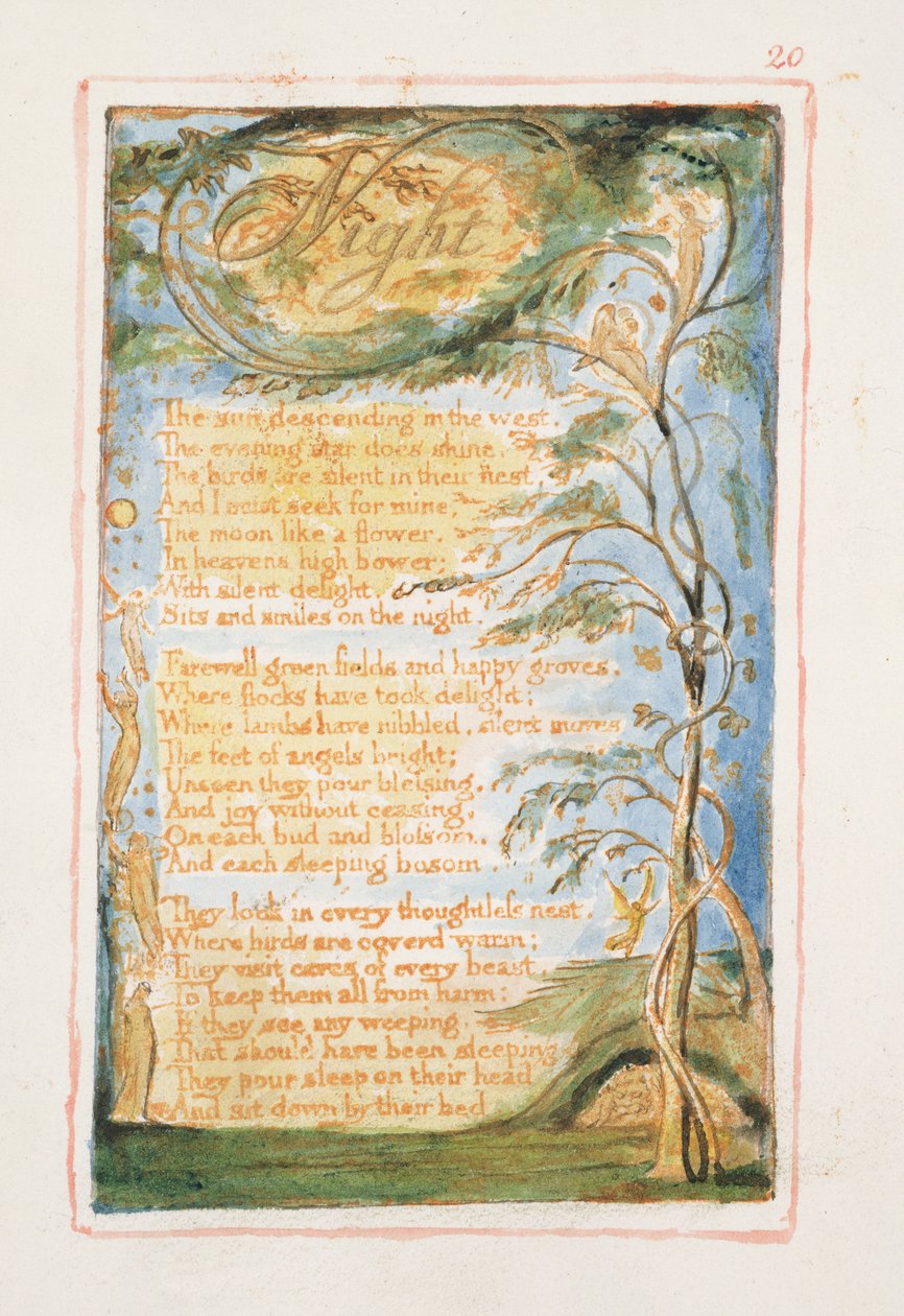 P.125-1950.pt20 Nat: plade 20 fra Songs of Innocence and of Experience (kopi AA) ca.1815-26 (radering, blæk og wc) af William Blake