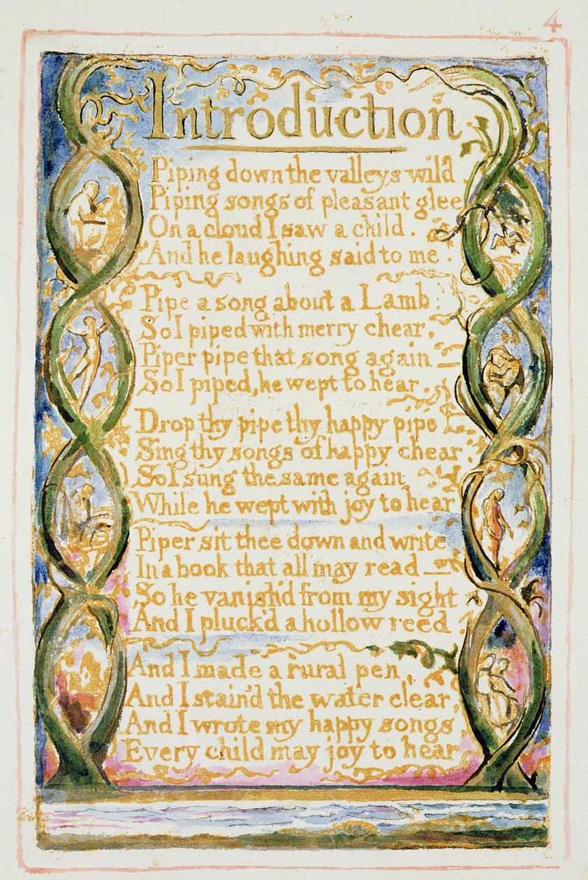 P.125-1950.pt30 Introduktion til Sange om erfaring: plade 30 fra Sange om uskylden og erfaringen (kopi AA) ca.1815-26 (radering, blæk og wc) af William Blake