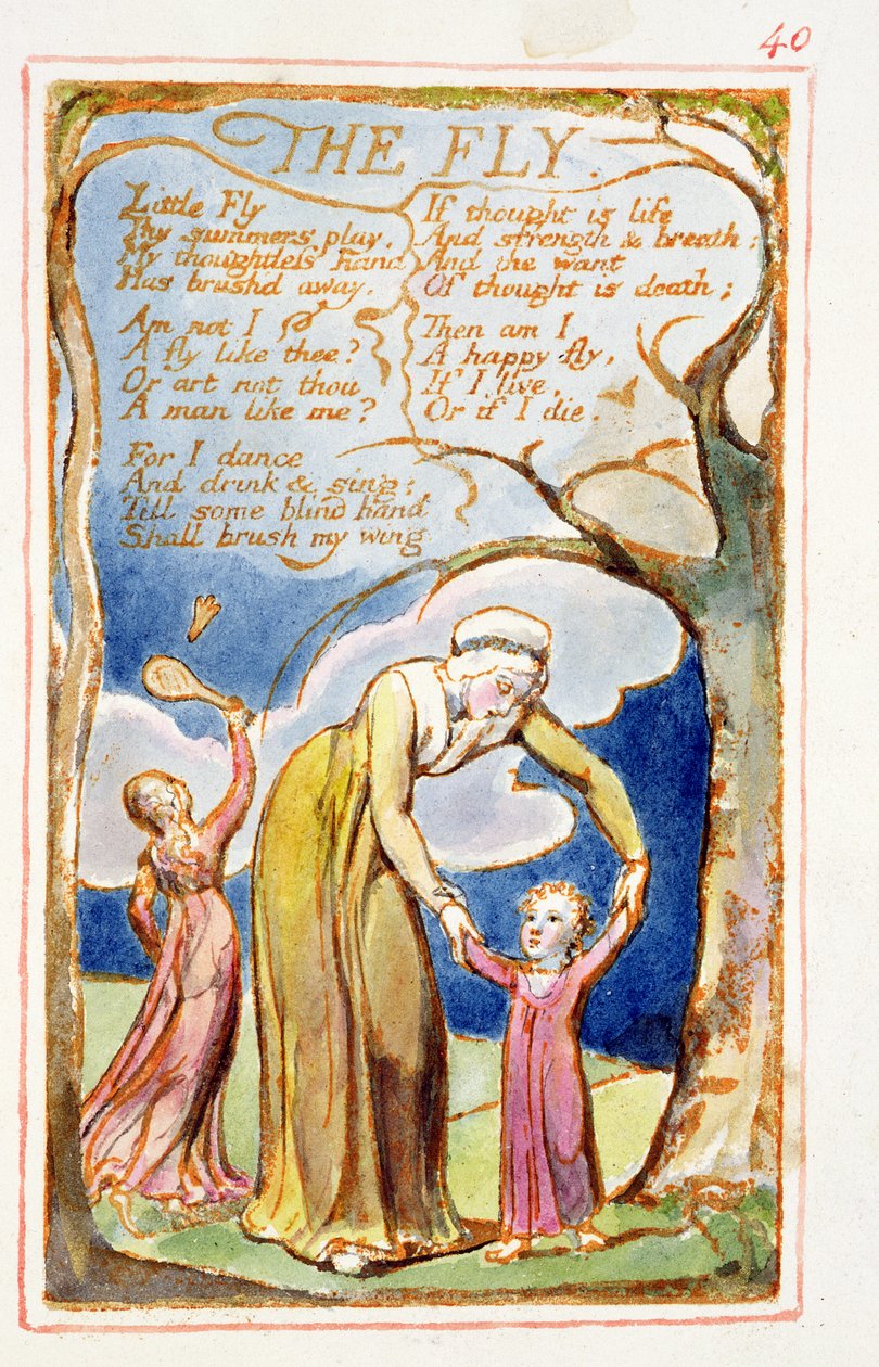 P.125-1950.pt40 Fluen: plade 40 fra Songs of Innocence and of Experience (kopi AA) ca.1815-26 (radering, blæk og wc) af William Blake