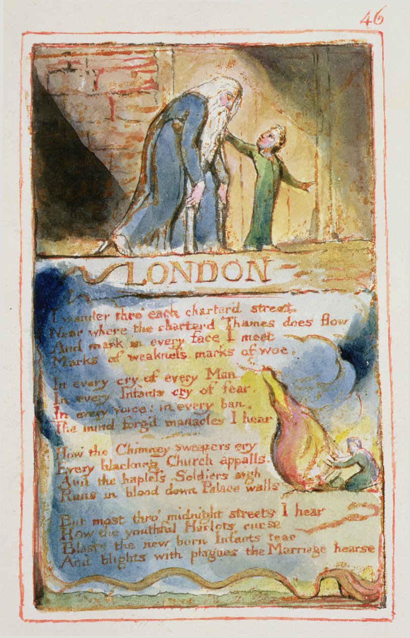 P.125-1950.pt46 London: plade 46 fra Songs of Innocence and of Experience (kopi AA) c.1815-26 (ætsning, blæk og wc) af William Blake