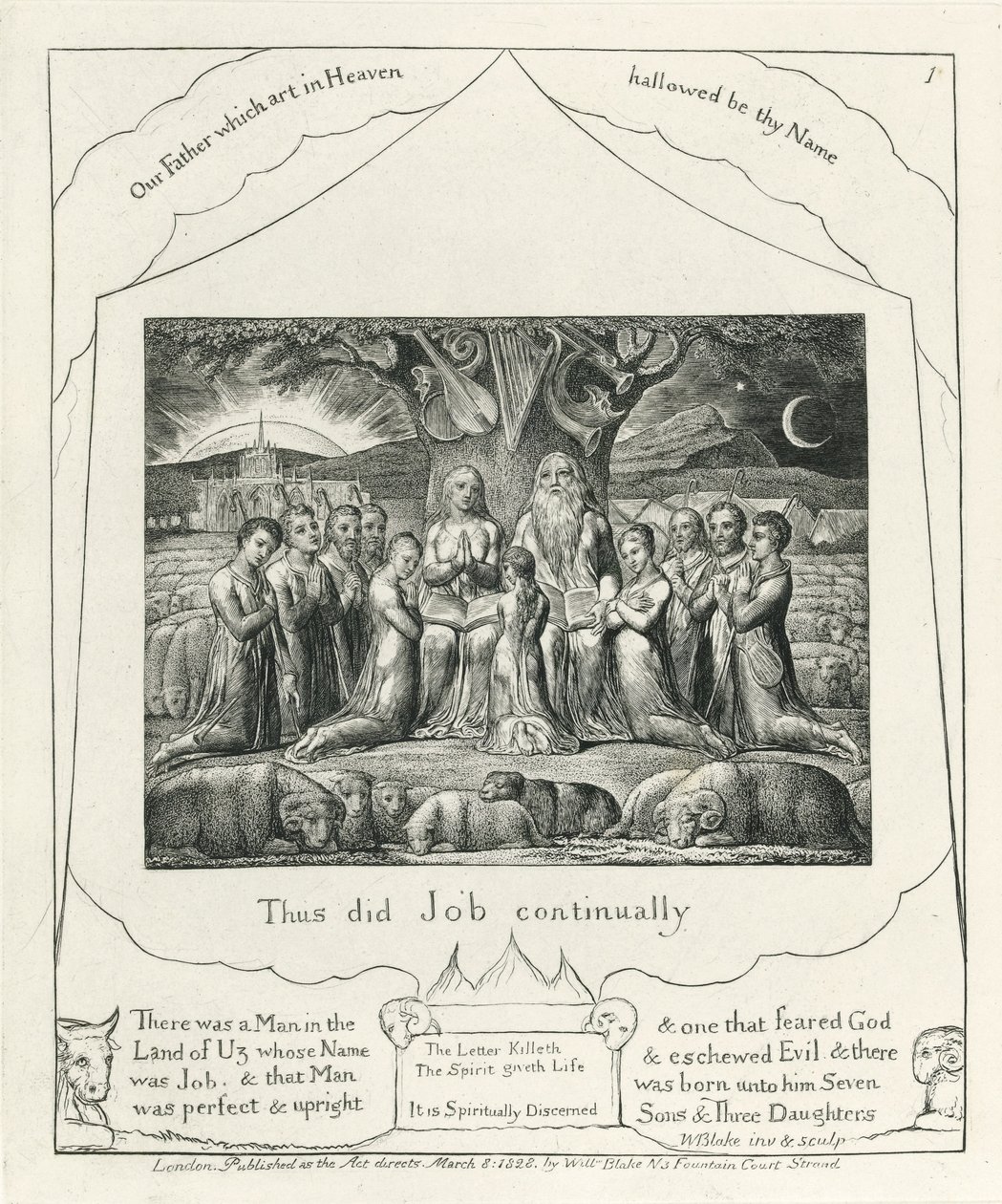 Plade 1, Job og hans familie, illustration fra 