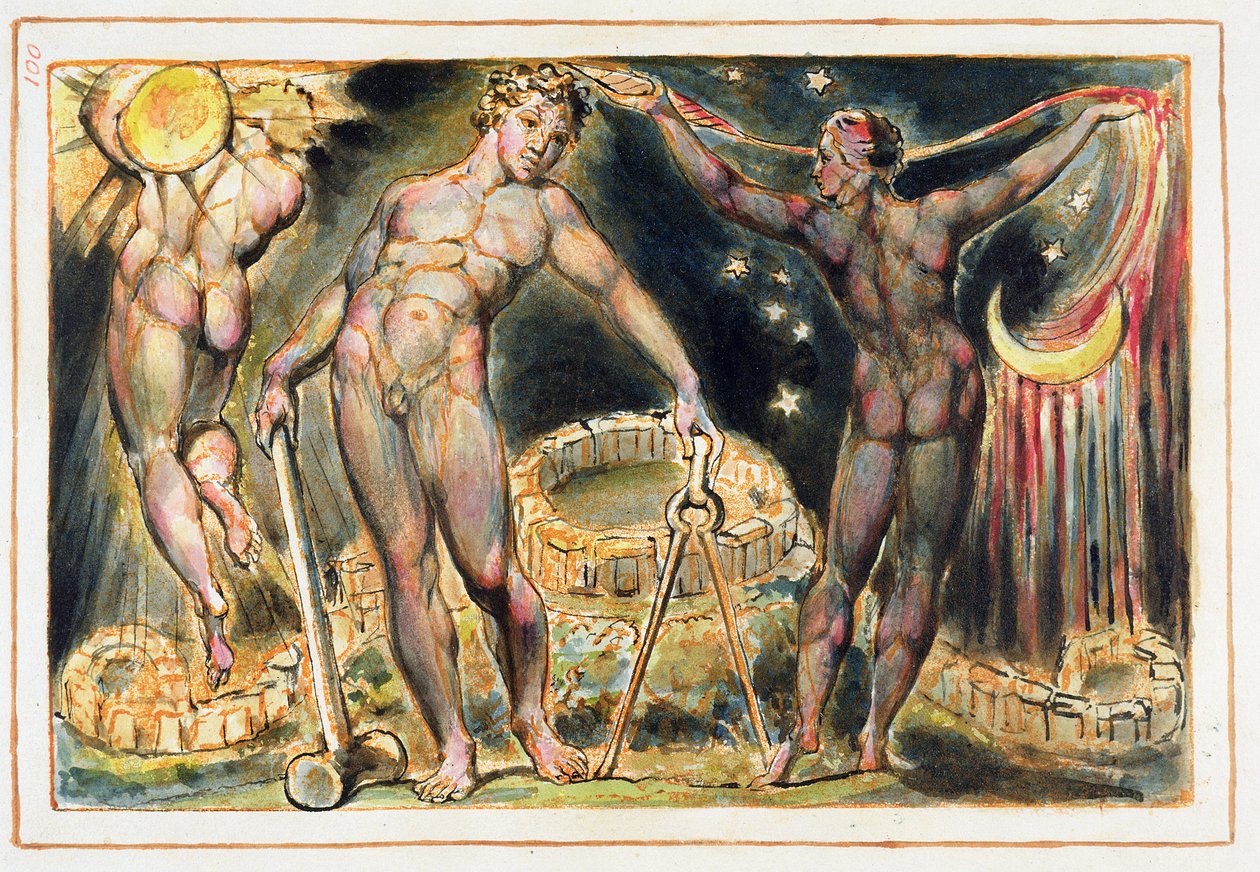 Plade 100 fra "Jerusalem" (Bentley Copy E), 1804-20 (radering med pen, wc og guld på papir) af William Blake