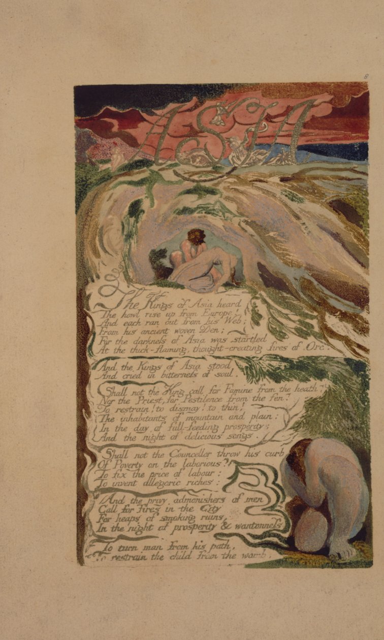 Plade 6 fra The Song of Los, kopi B, i samlingen af Library of Congress. af William Blake