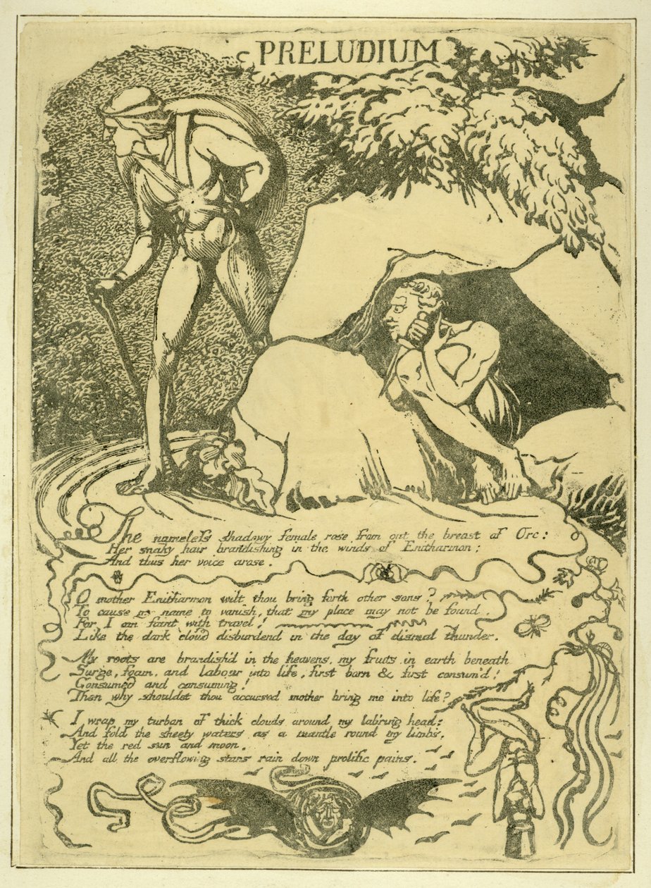 "Preludium", plade 3 fra "Europe. A Prophecy", 1823 (litografi) af William Blake