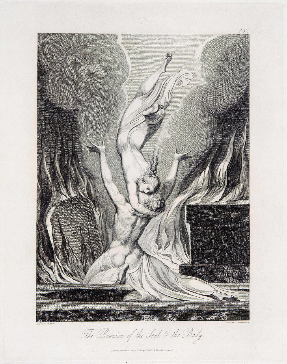 Robert Blair, The Grave, objekt 13 (Bentley 435-12) Genforeningen af sjælen og kroppen af William Blake