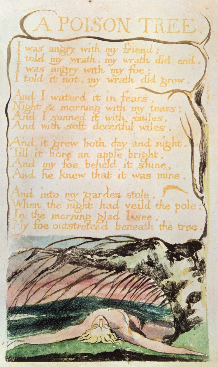 Oplevelsessange; Et gifttræ, 1794 (reliefætsning, akvarel, pen) af William Blake