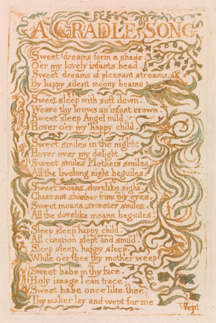 Songs of Innocence, Plate 18, A Cradle Song (Bentley 16) af William Blake