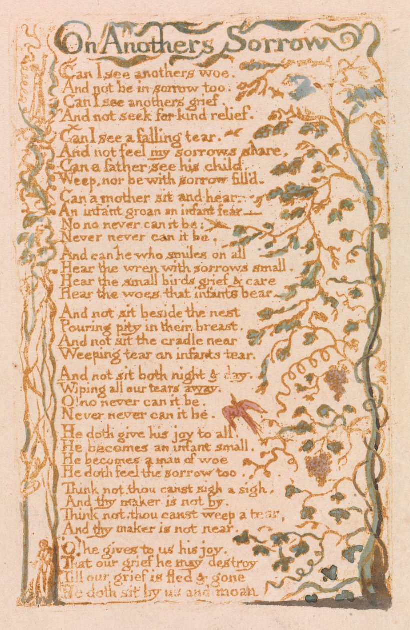 Innocence Songs, Plate 24, On Anothers Sorrow (Bentley 27) af William Blake